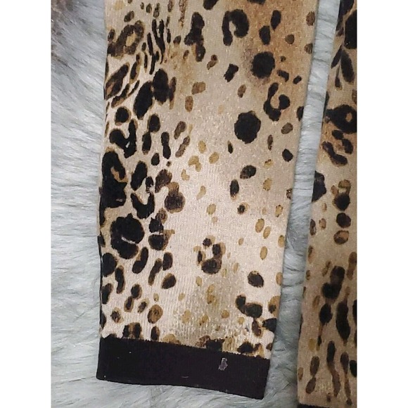 Investments Fine Cashmere Med Hidden Buttons Brown Leopard Cardigan Sweater - Picture 4 of 11